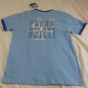 NWT SpongeBob SquarePants "Home of the Krabby Patty" ringer T-shirt Light Blue L